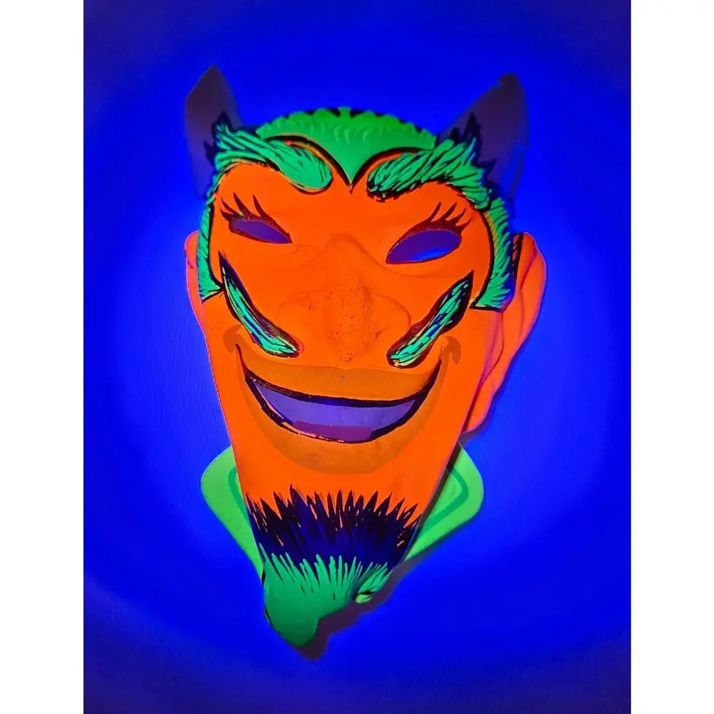 Devil Halloween Mask Black Light Reactive Zest Bar Giveaway 1960s Vacuform